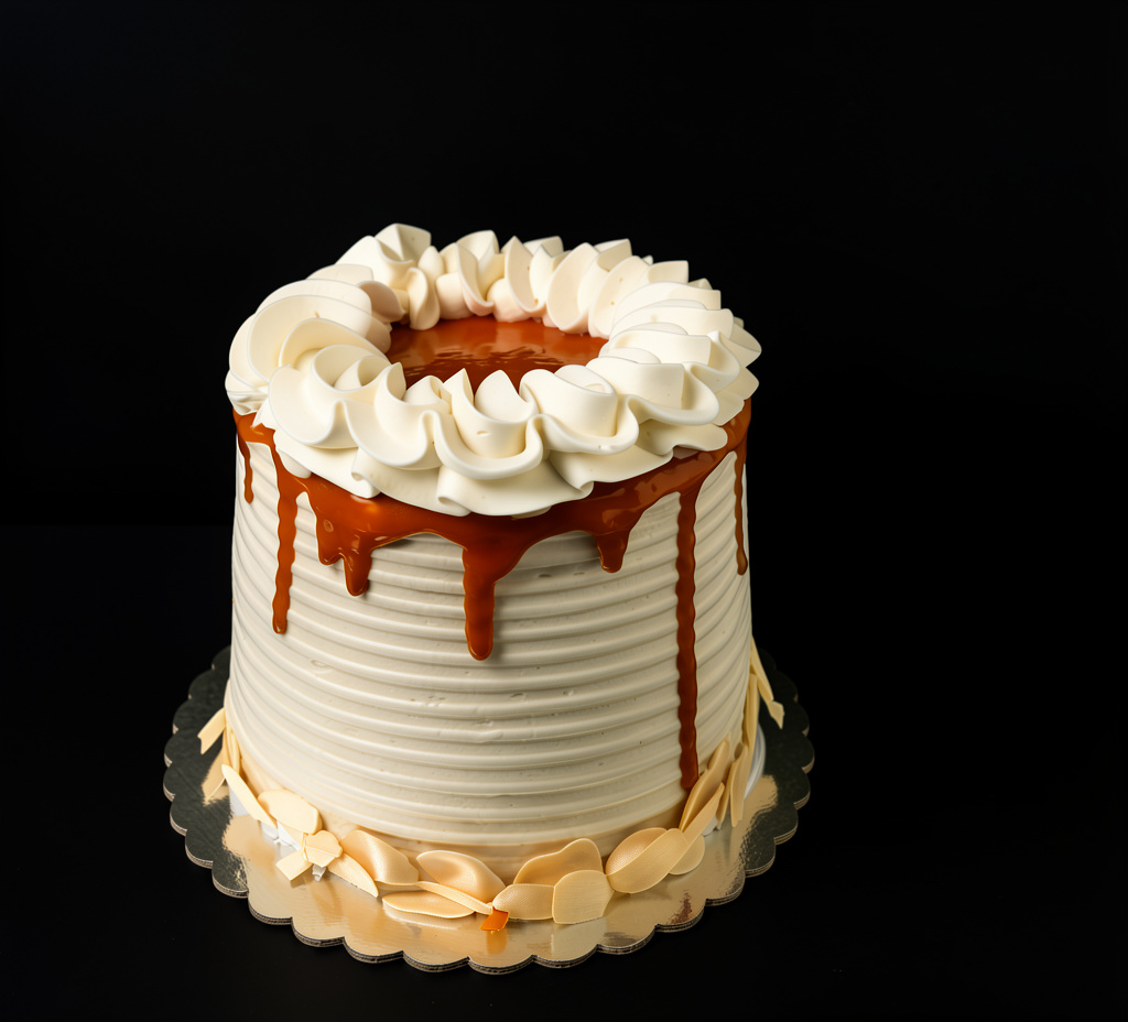 Minicake (personal) decorada caramelo y almendras