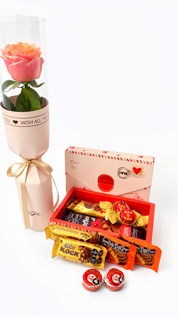Rosa importada+ Caja Carta con chocolates