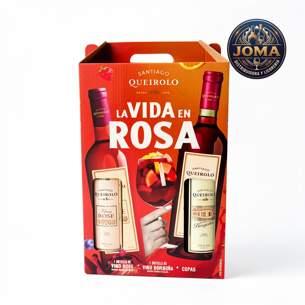 Pack Santiago Queirolo BORGOÑA & ROSE + Copas 750ml