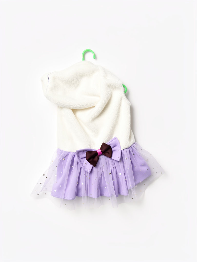 Vestido blanco y lila con lazo M