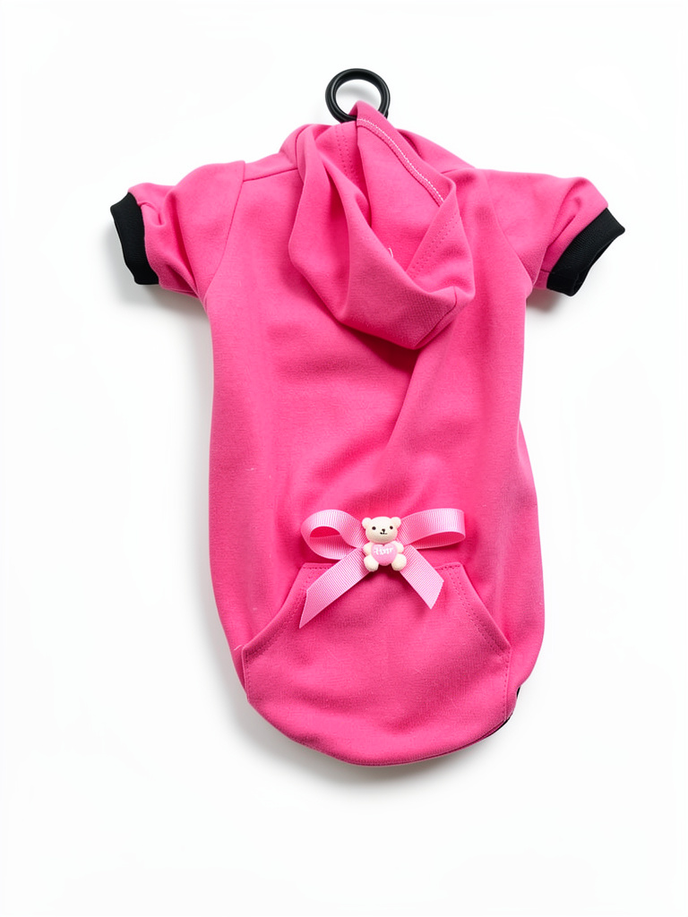 Buzo rosa con capucha y bolsillo (S-M)
