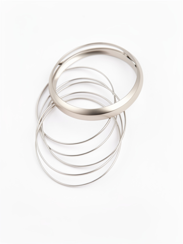 Conjunto Pulseira Bracelete prata lisa