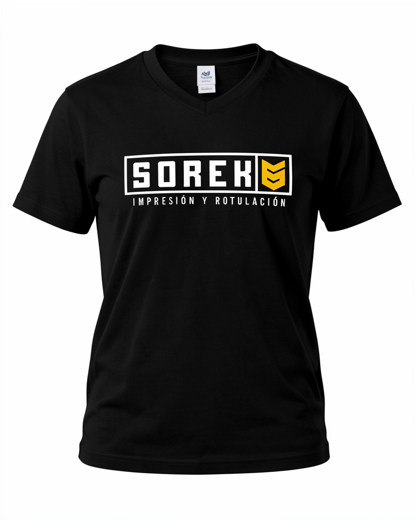 Camiseta cuello V negro Mujer