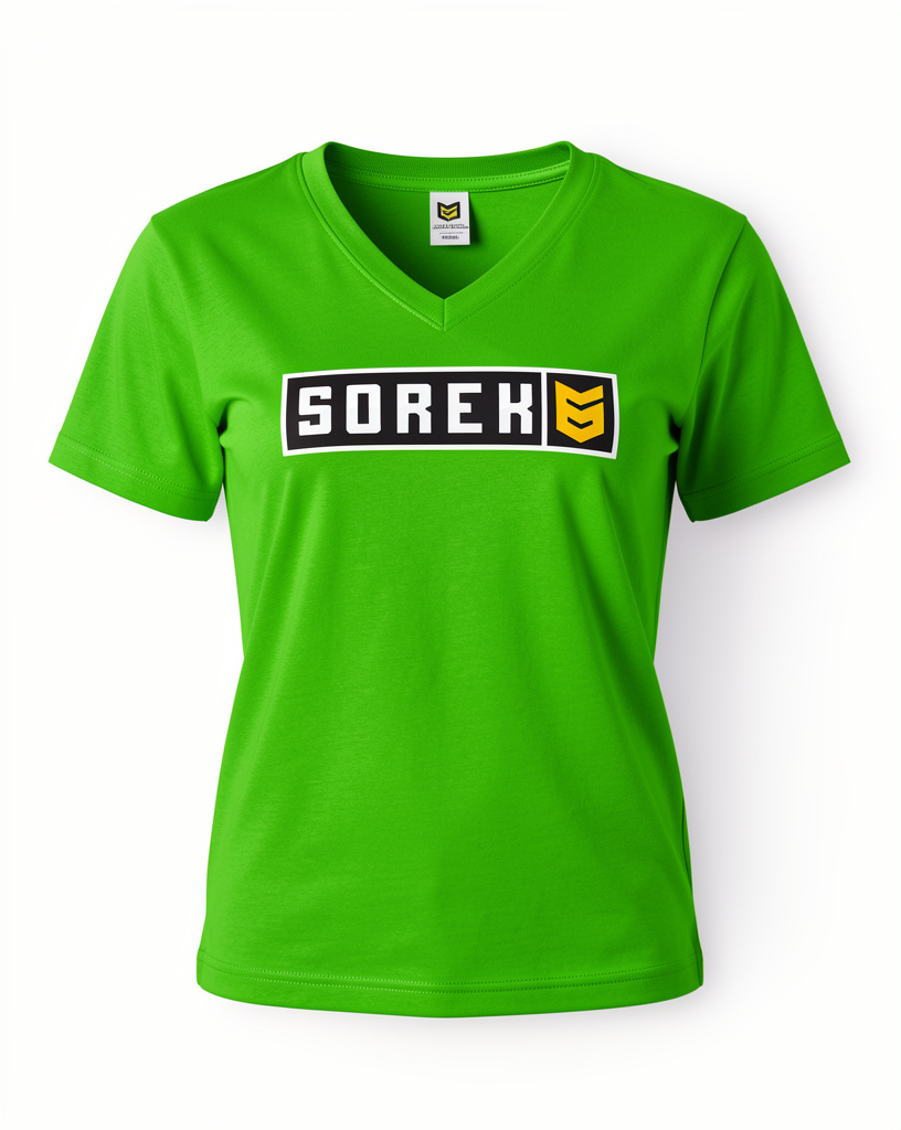 Camiseta cuello V verde Mujer