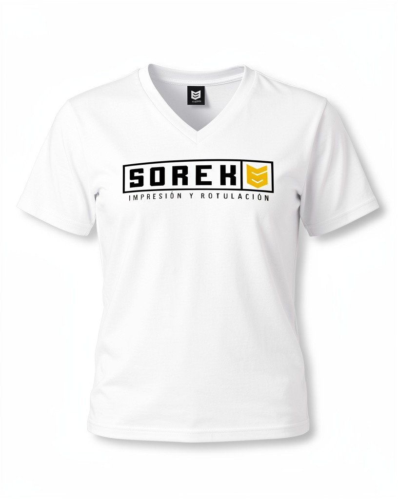 Camiseta cuello V blanca Mujer