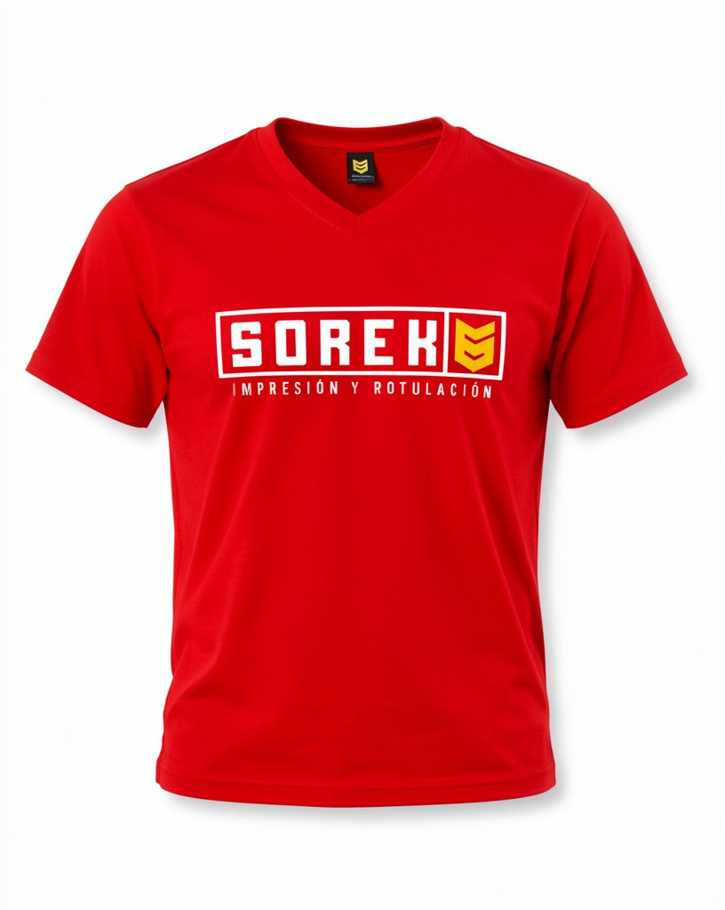 Camiseta cuello V Rojo Hombre