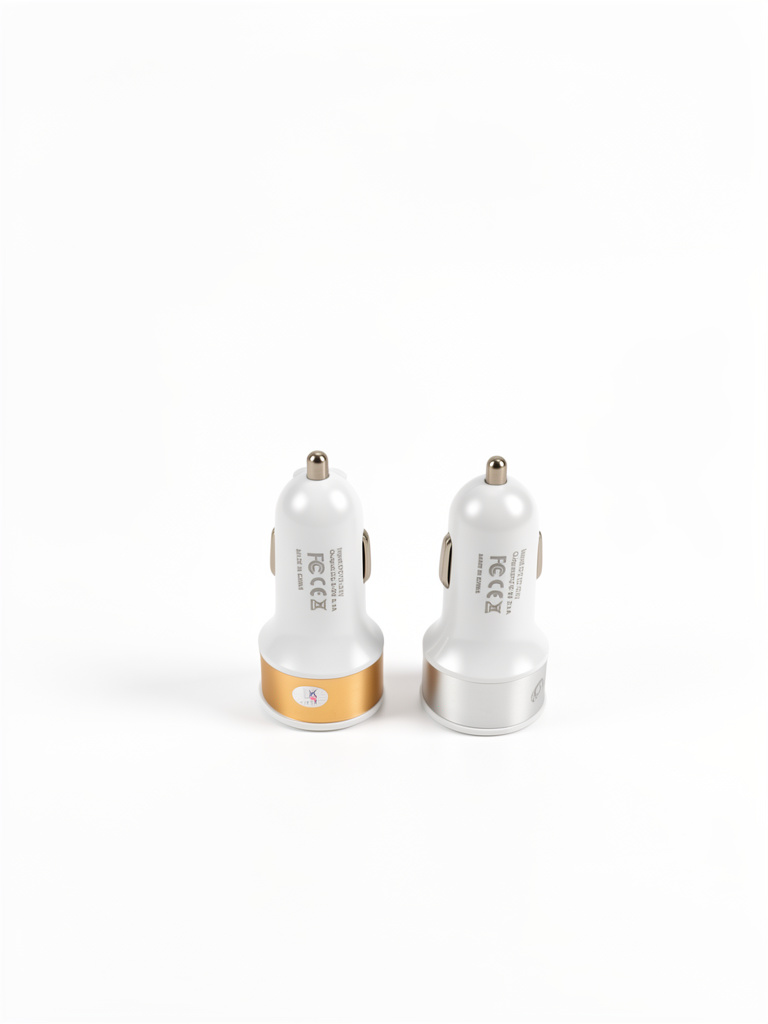 Cargador carro blanco doble USB