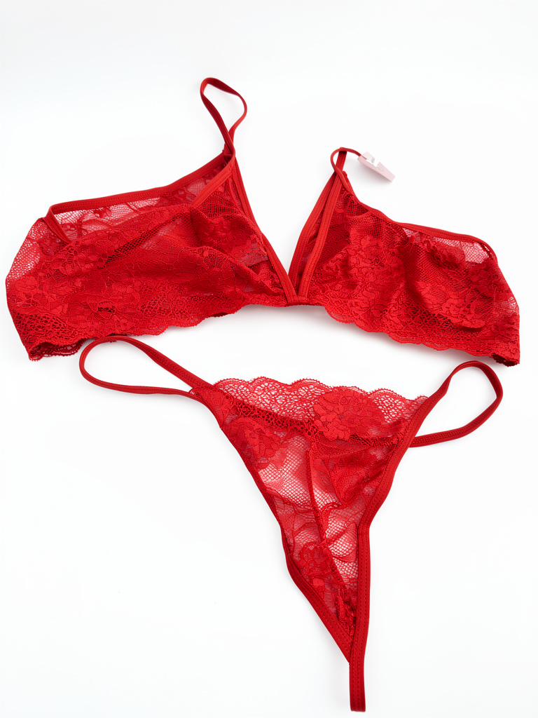 Conjunto de encaje rojo