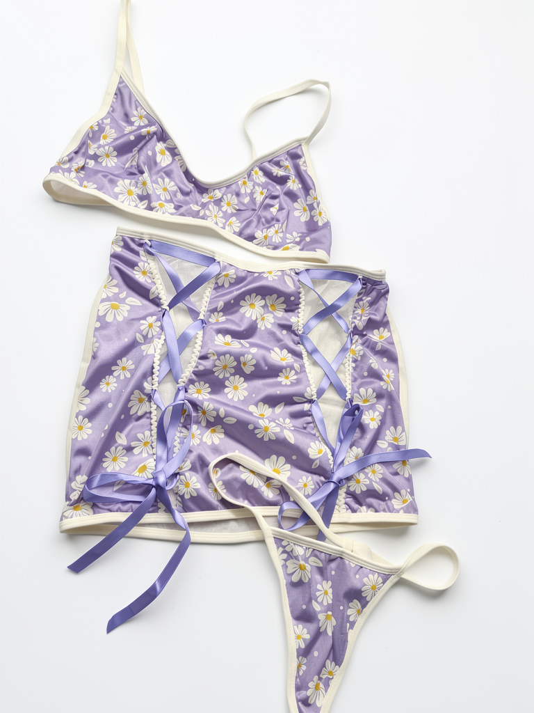 Conjunto lila con margaritas
