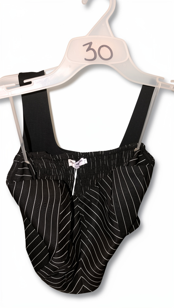 Blusa corta tiras rayas Negra S/M