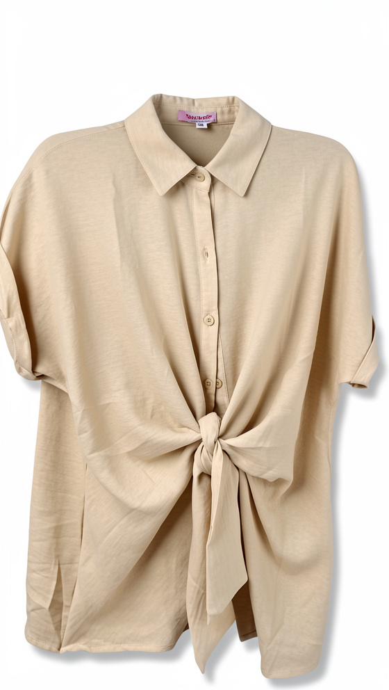 Conjunto beige moño blusa y pantalón S/M