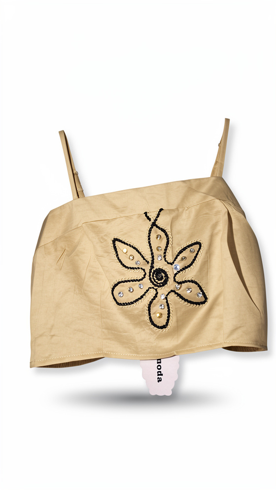 CONJUNTO BEIGE DE FLOR TALLA-S/M