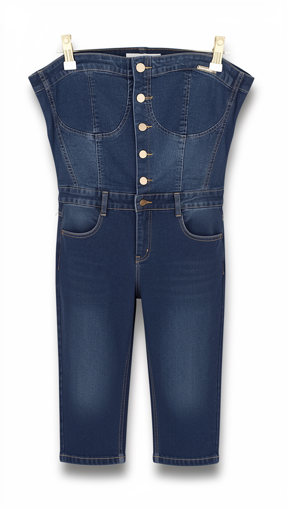 Enterizo jean oscuro botones S/M