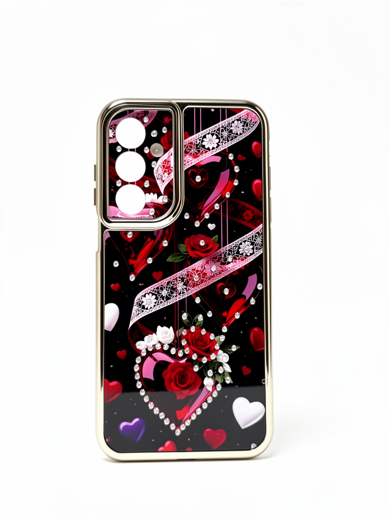 Protector floreado y diamantes