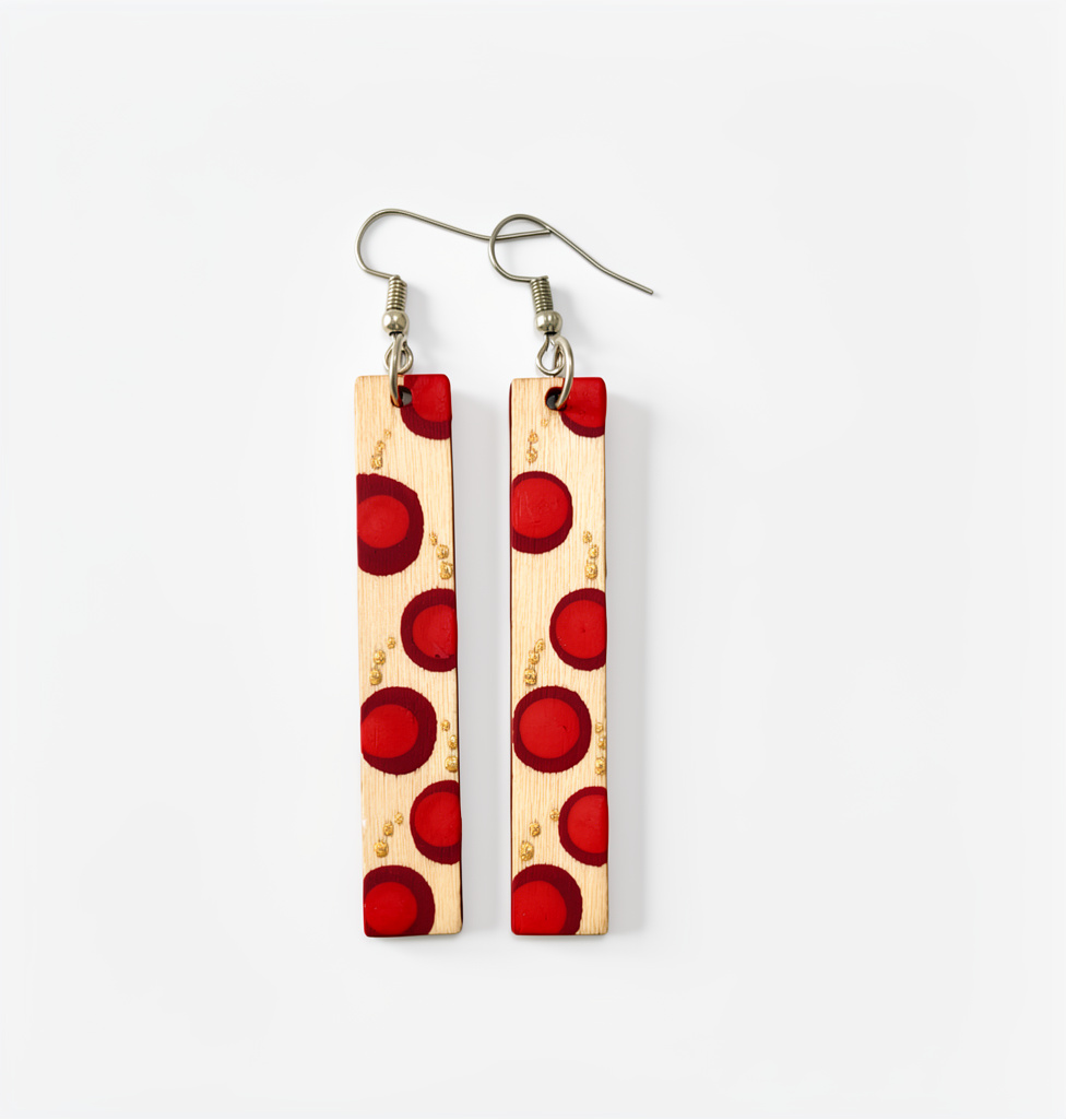 Arete línea puntos rojo