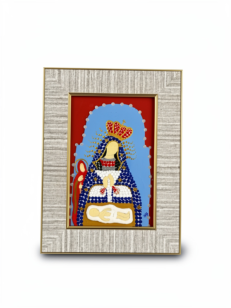 Cuadro 4x6 Dorado con rosa viejo