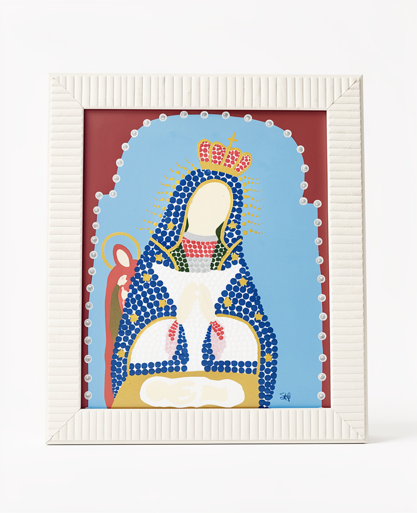 Cuadro 8x10 blanco con rosa viejo
