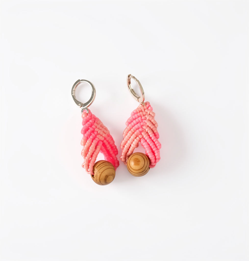 Arete gota rosa babe y fuscia
