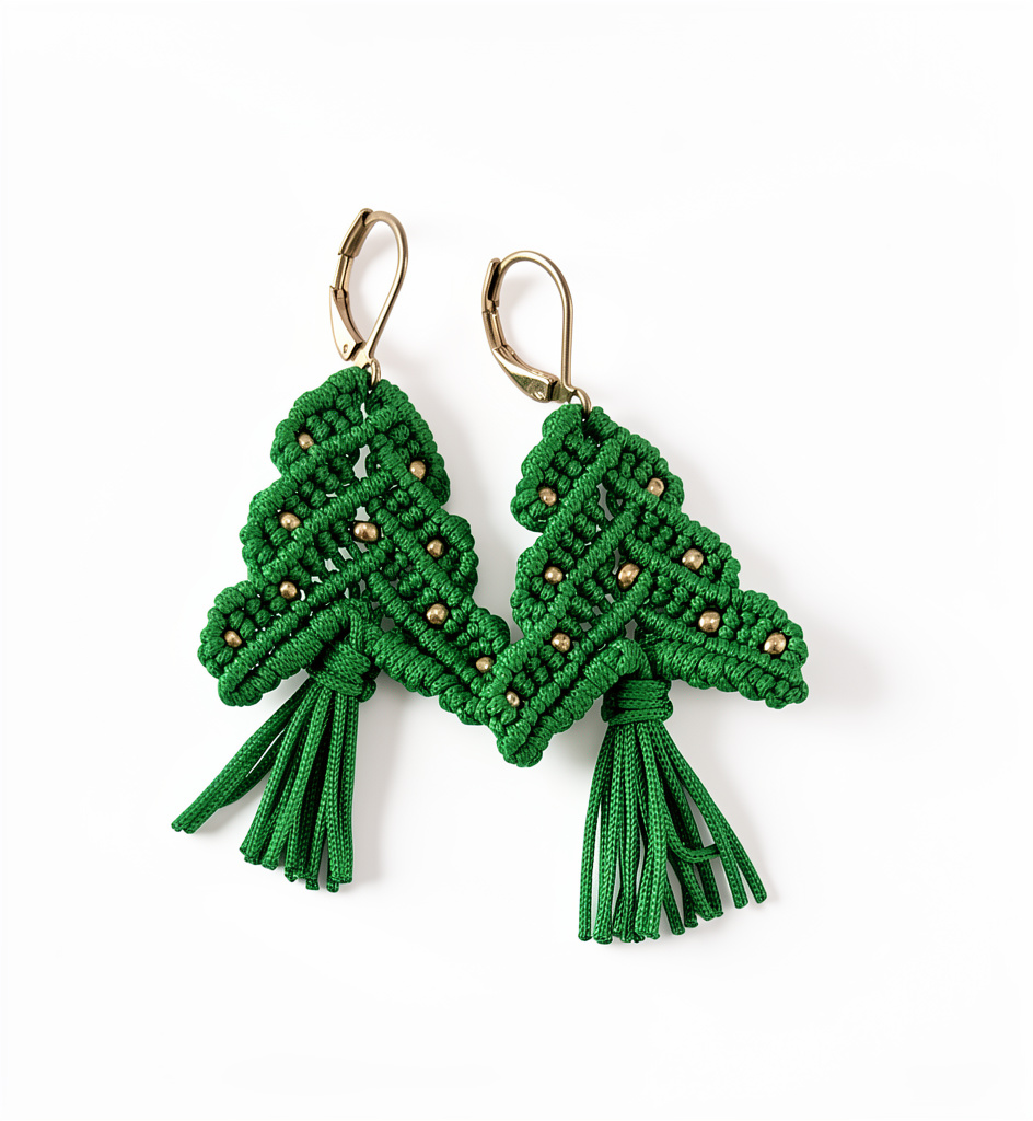 Arete Árbol Navidad verde