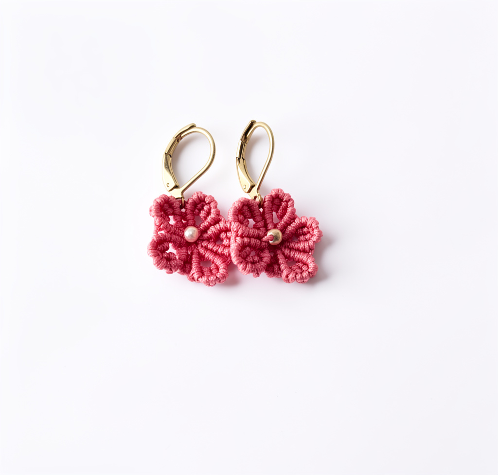 Arete flor pequeña rosa palo viejo