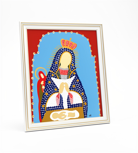Cuadro 8x10 blanco dorado