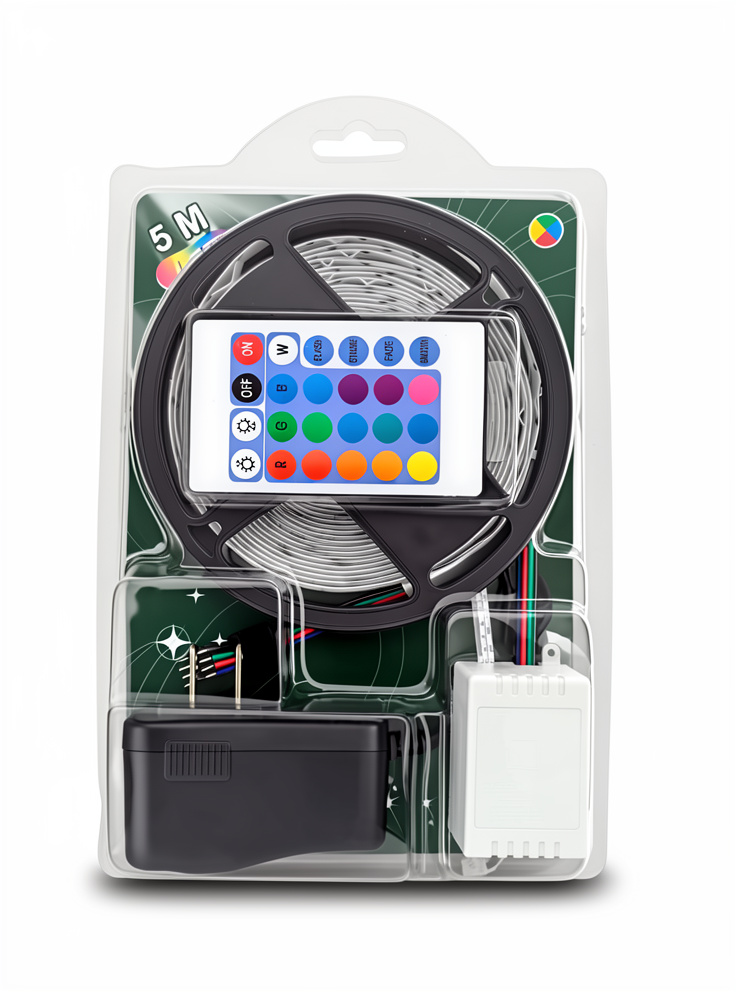 Cinta De Luz Led 5 Metros Rgb Control Remoto Adaptador 12v