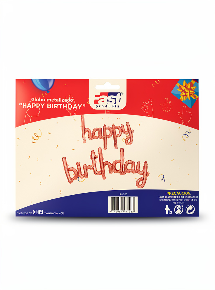 GLOBO METALIZADO HAPPY BIRTHDAY COLOR ROSE GOLD