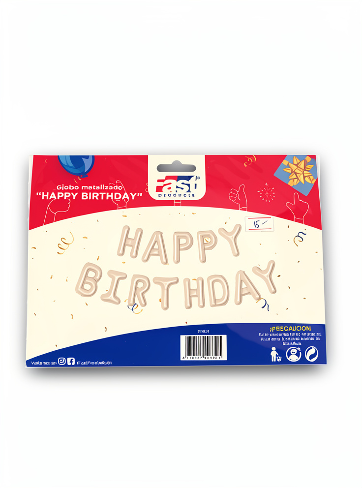 LETRERO EN GLOBO  HAPPY BIRTHDAY ROSADO MOLDE
