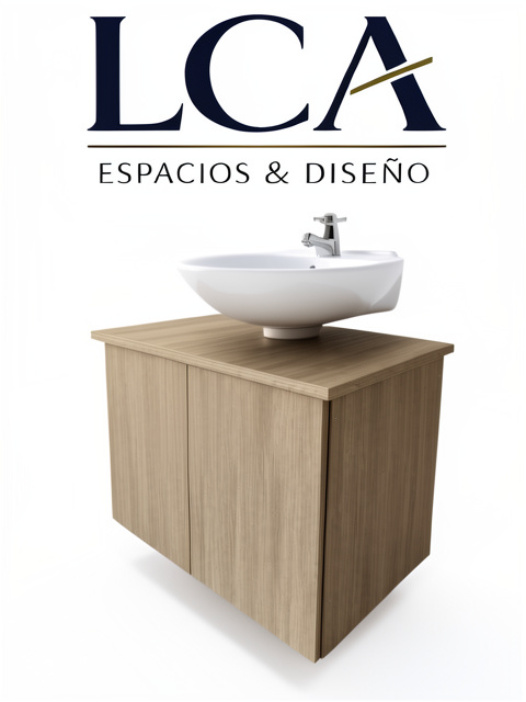 MUEBLE DE BAÑO FLOTANTE FABRICADO EN MELAMINA RH DE 50 X 40 X 50 CM