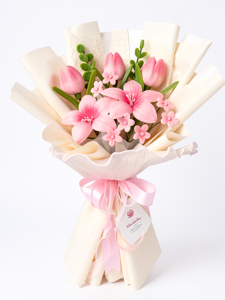 Ramo rosas y tulipanes rosa