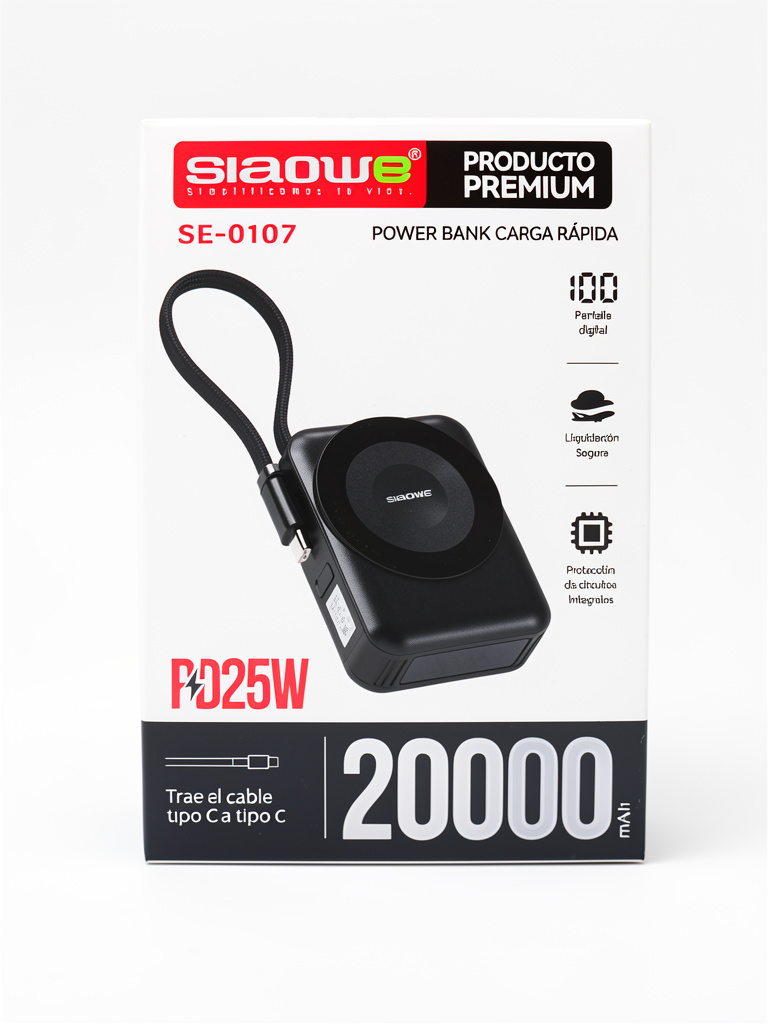 Se-0107power bank negro 20000mAh