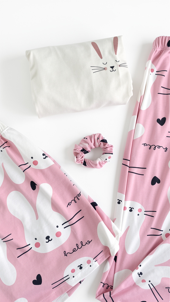 PIJAMA SHORT-PANTALON+ BLUSA Y MOÑA