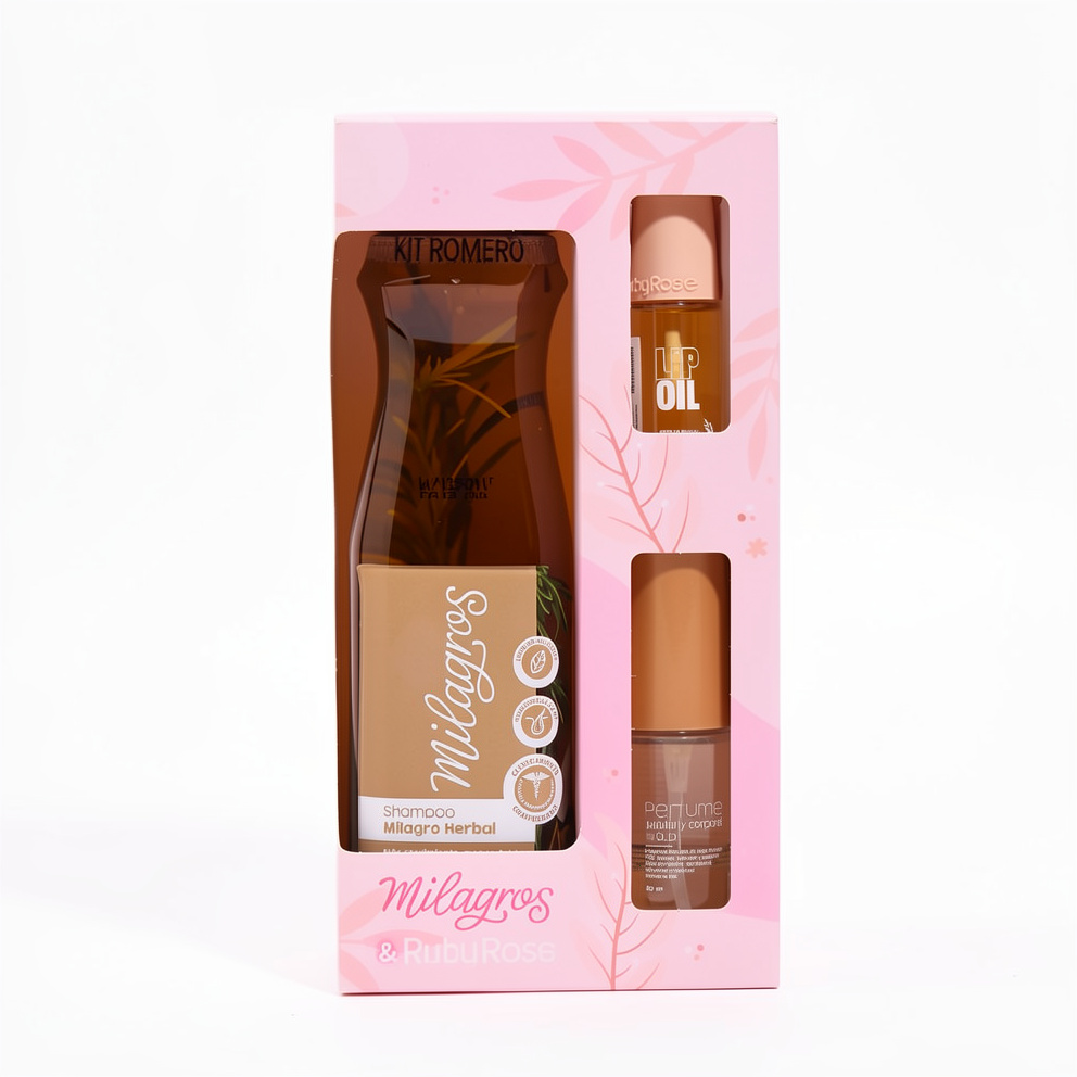 KIT ROMERO+ SHAMPOO+MINI PERFUME +LIP OIL