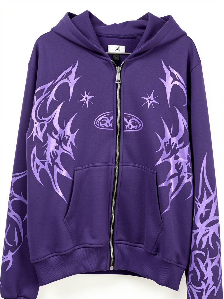 Buzo morado con estampado tribal