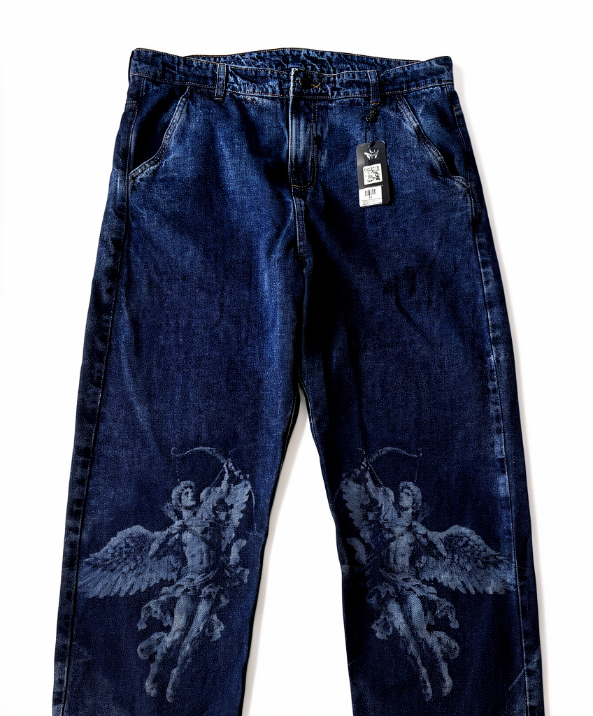Jean azul oscuro estampado