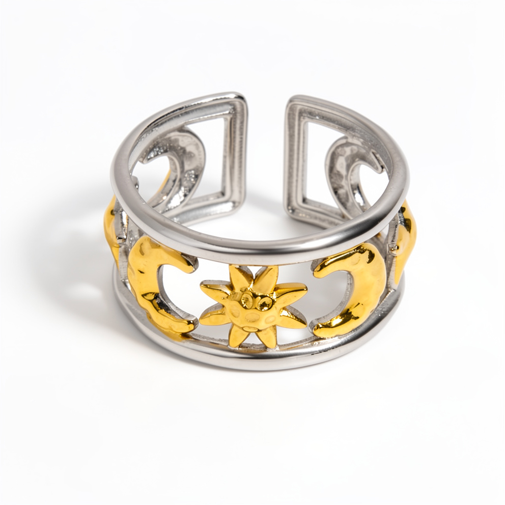 52763-ANILLO PLATEADO AJUSTABLE CON FIGURA SOL Y LUNA