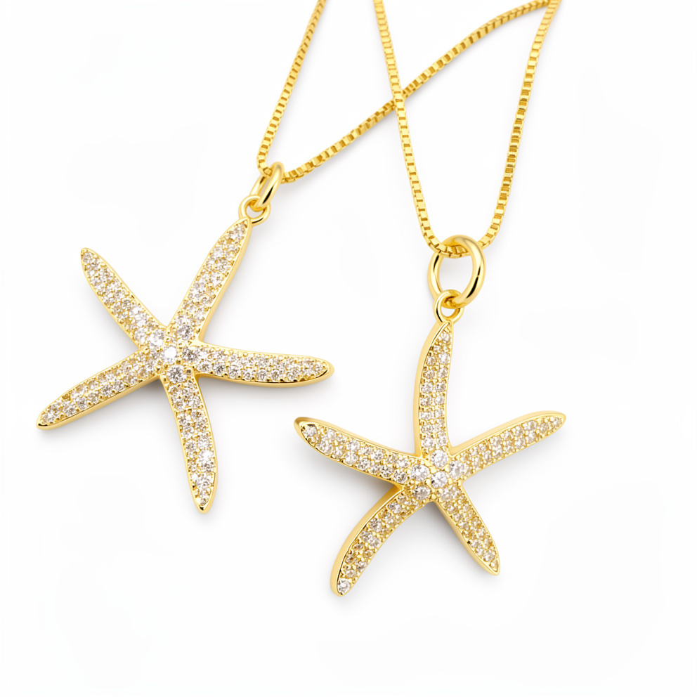 58528-CADENA DORADA FINA CON ESTRELLA DE MAR DORADA