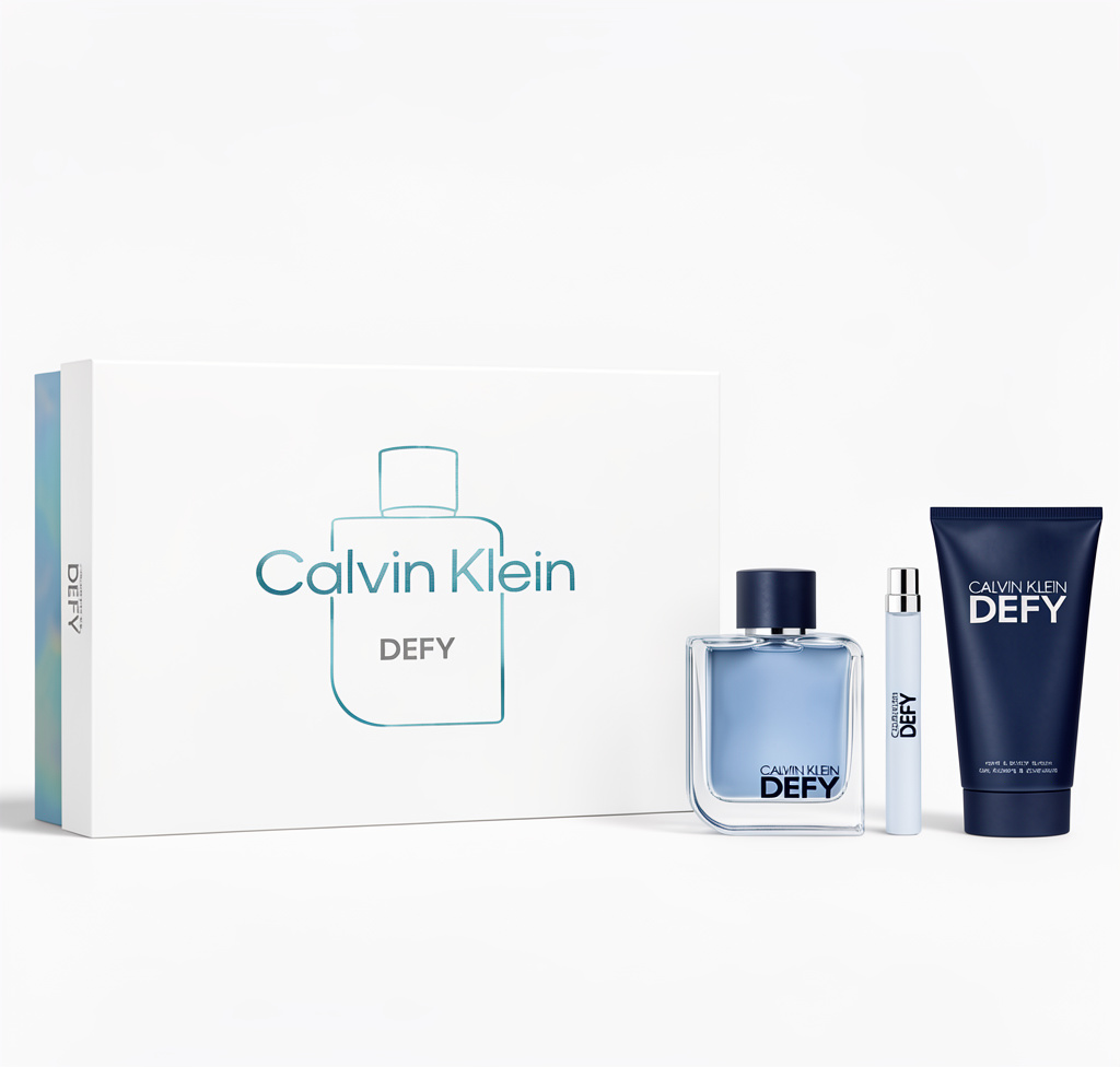 Calvin Klein Defy EDT Set de Regalo 100 ml / 3.4 fl. oz + 100 ml / 3.4 oz Bálsamo After Shave + 10 ml / 0.33 fl. oz Spray de Viaje Para Hombre