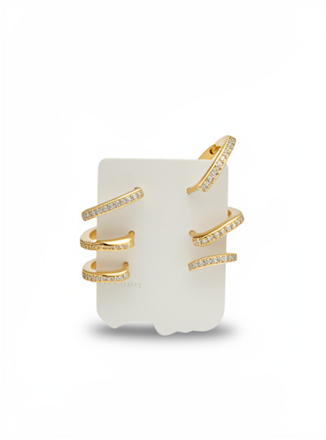 Brinco folhado ouro 18k trio argola click quadrada cravejada