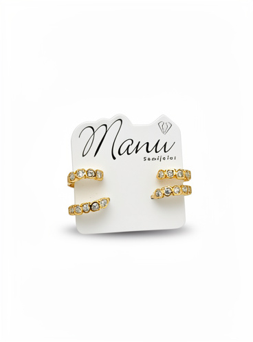 BRINCO FOLHEADO OURO 18K ARGOLA CLICK CRAVEJADA CORAÇÕES INTERCALADOS EM ZIRCONIA