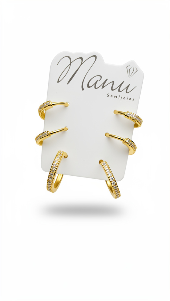 BRINCO FOLHEADO OURO 18K ARGOLA CRAVEJADA