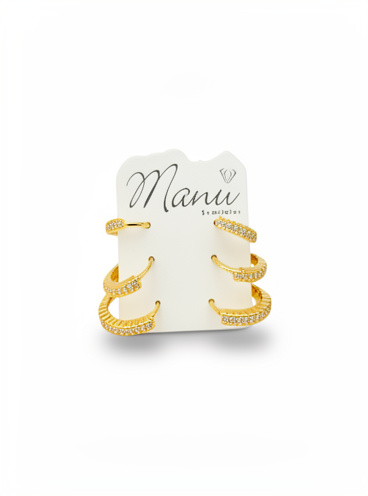 BRINCO FOLHEADO OURO 18K ARGOLA CLICK ZIRCONIAS ALTAS