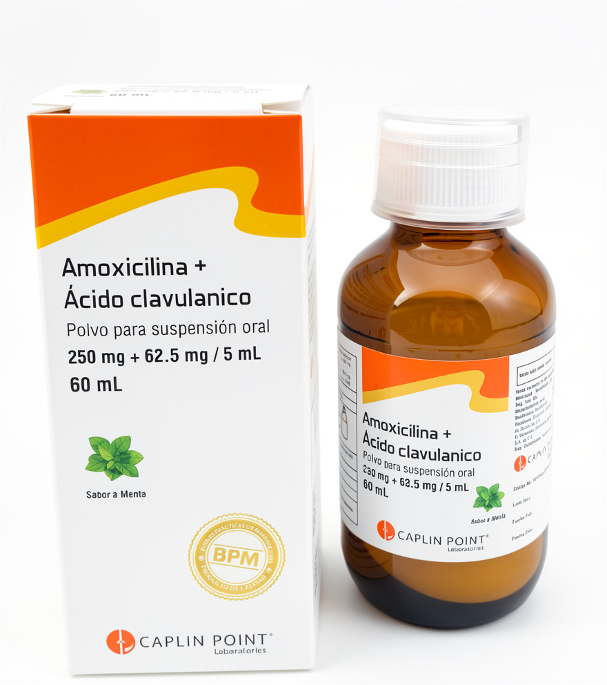 Amoxicilina + Clavulanato pot. Caplin susp. 250 mg + 65.5 mg * 60 ml