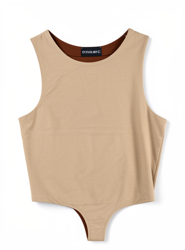 dinamic cuello redondo beige y marrón
