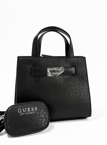 Cartera bandolero Guess negra pequeña