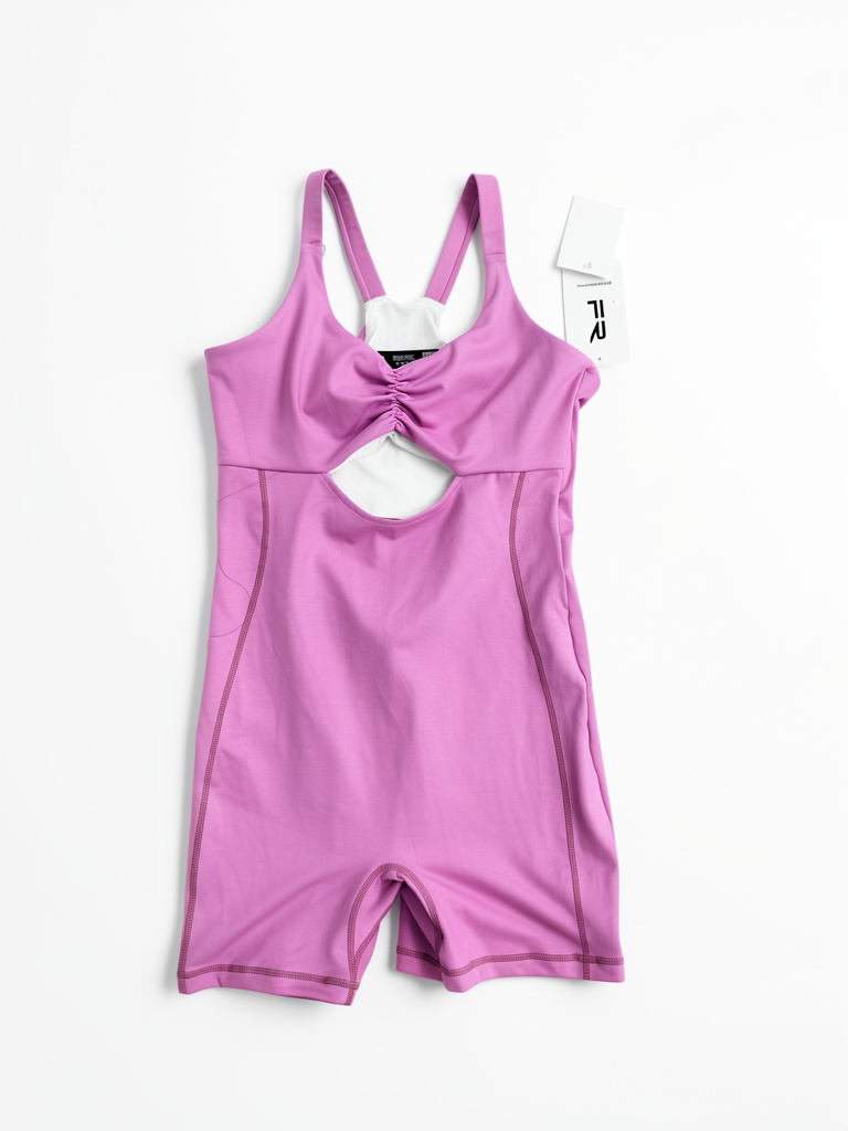 Enterizo fiber rosa corto