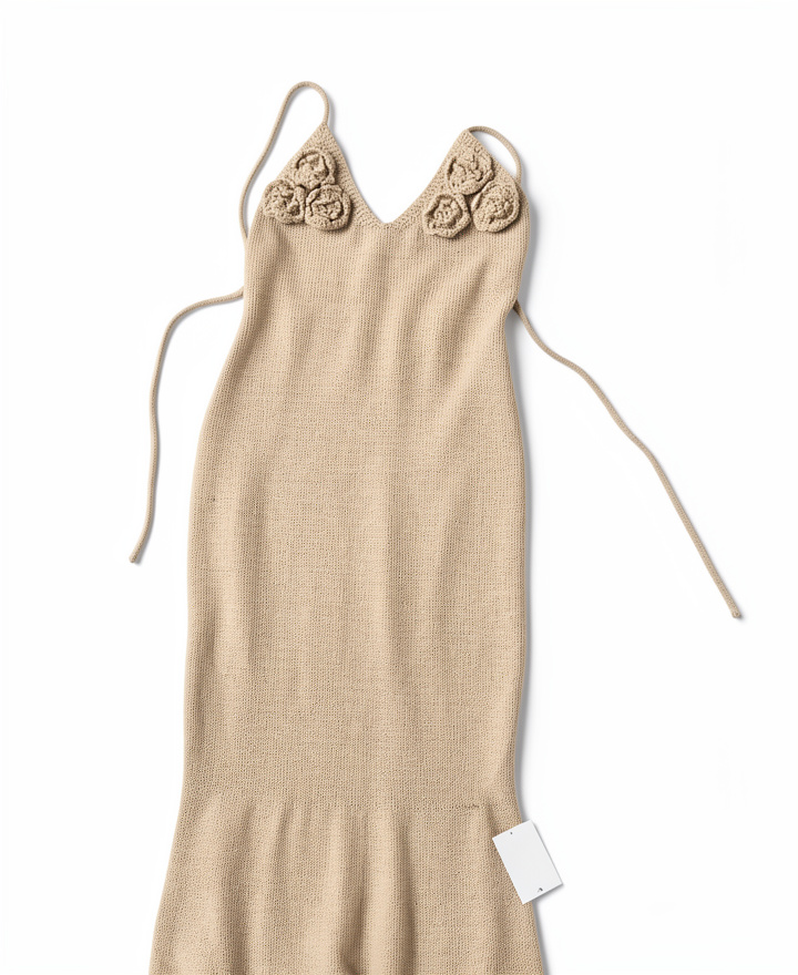 Vestido beige playero largo