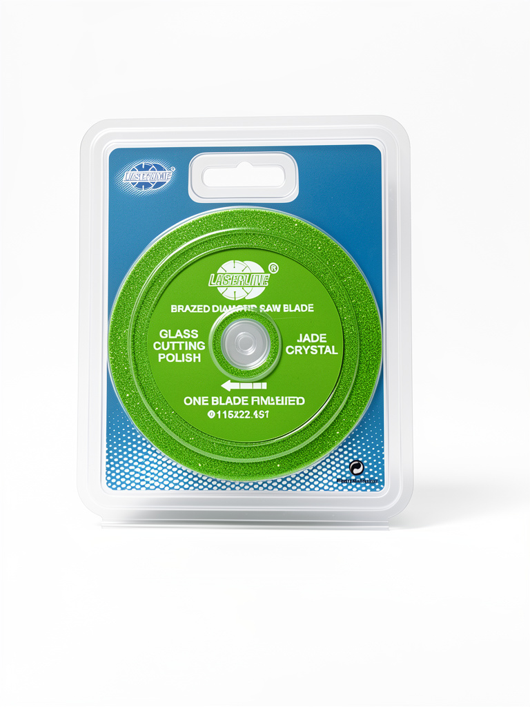 Disco verde de vidrio fino cartón azul laserline