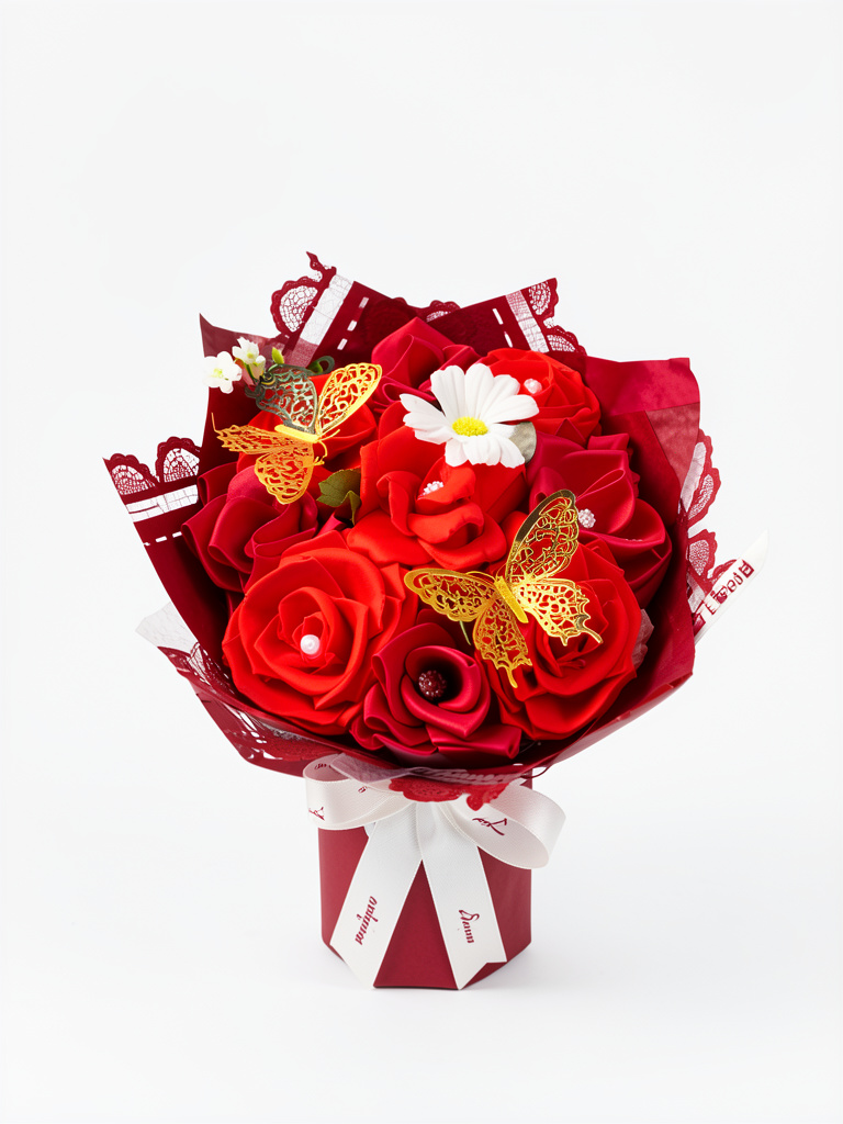 Mini ramo de 9 rosas y dalias