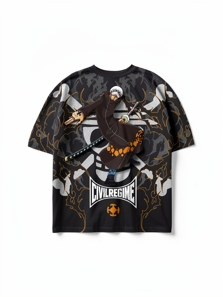 CIVIL REGIME Trafalgar Law Traffy’s Edge  199X Oversized Tee in Vintage Ashes
